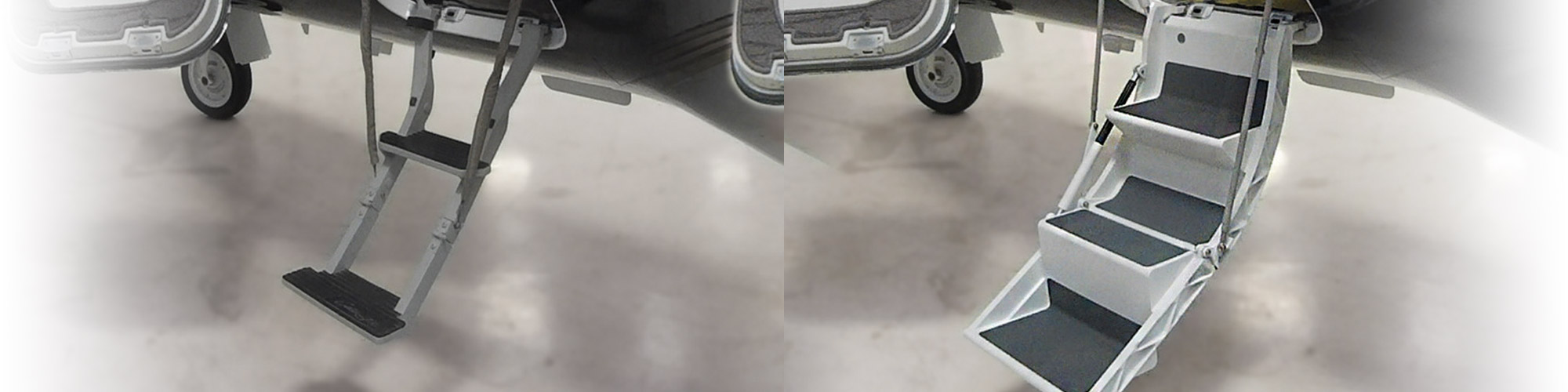 before and after photo comparison of SkyStep Citation Cabin Door Modification